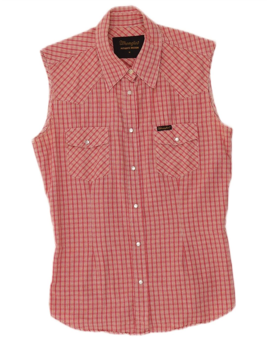 WRANGLER Chemise sans manches pour femme UK 12 Polyester à carreaux rouges moyens