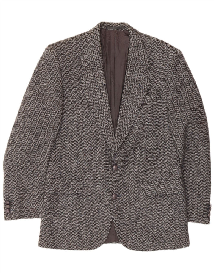 Wellington Veste Blazer Donegal Tweed pour Homme UK 38 Gris Moyen à Chevrons