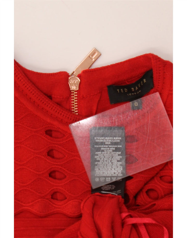 TED BAKER Robe trapèze sans manches pour femme Taille 0 2XS Rouge Acrylique