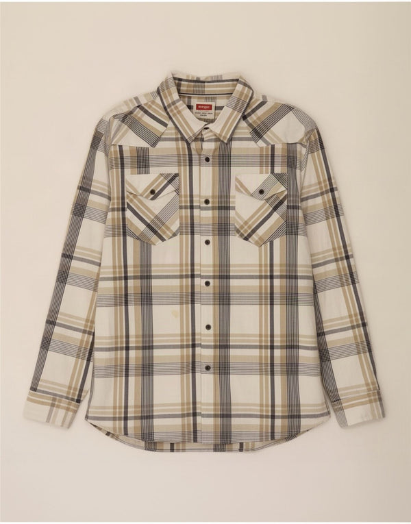 Wrangler Chemise western pour homme 3XL en coton à carreaux beige