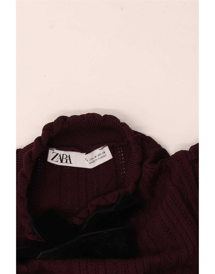 Zara Chemisier à manches longues pour femme UK 12 Bordeaux moyen