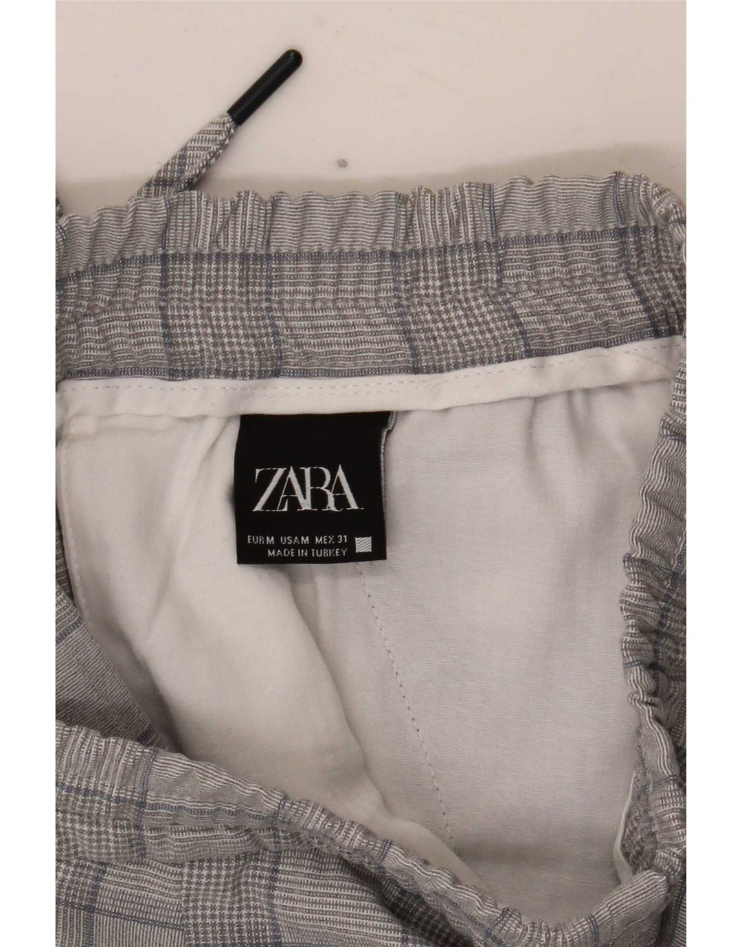 Zara Pantalon Chino Slim Homme Moyen W31 L28 Gris Pied-de-Poule