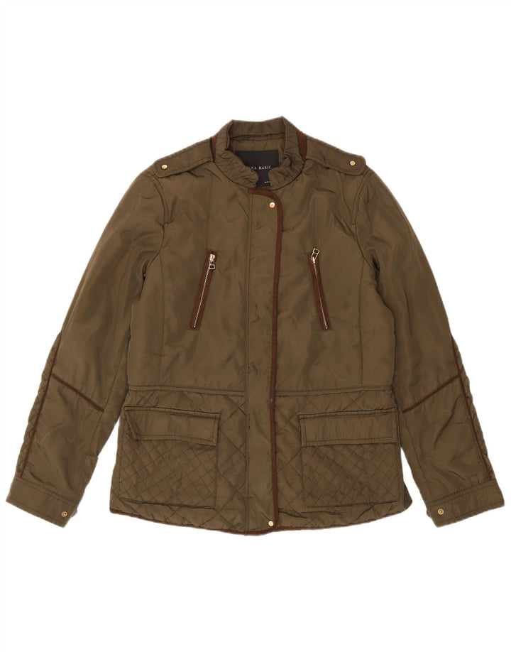Zara Veste matelassée militaire pour femme UK 16 Large Kaki