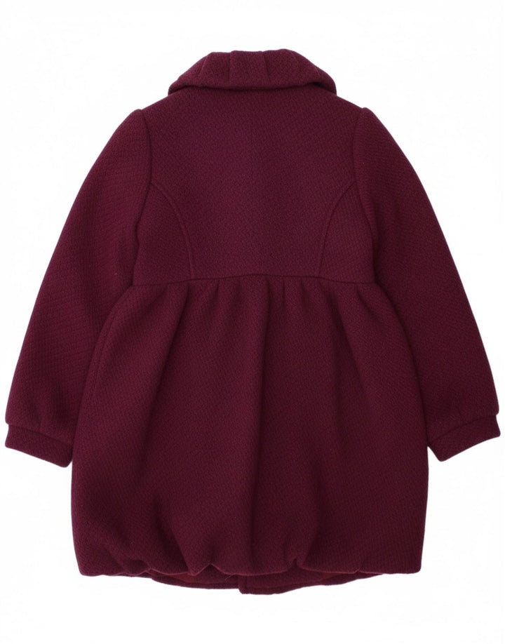 BENETTON Girls Overcoat 6-7 Years Small  Purple Acrylic