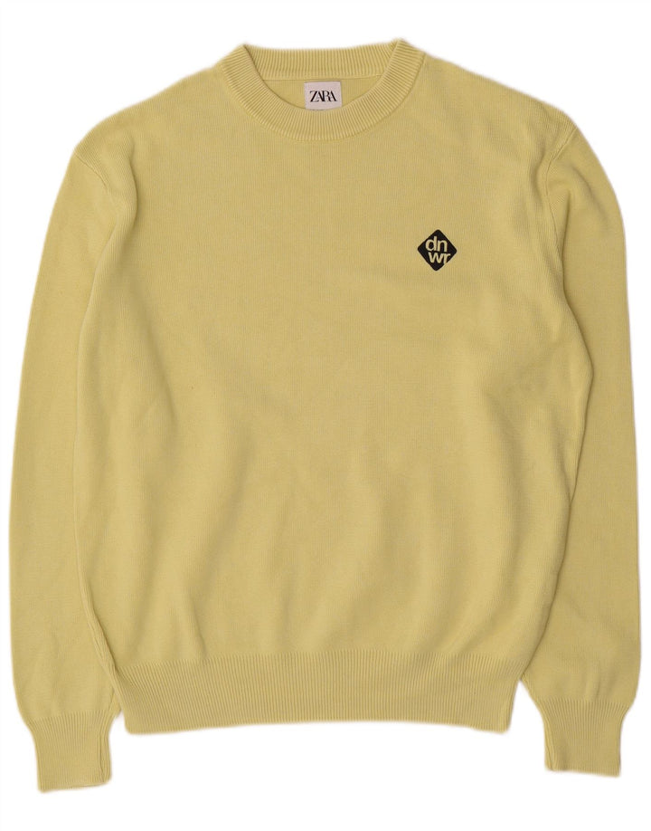 Zara Pull Col Rond Homme Jaune Moyen Coton