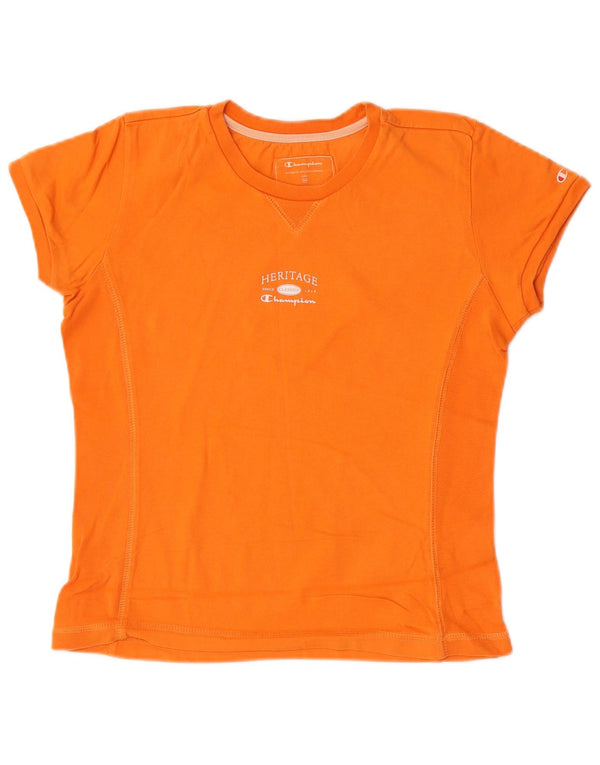 Champion Womens Heritage Classics T-Shirt Top UK 12 Coton Orange Moyen