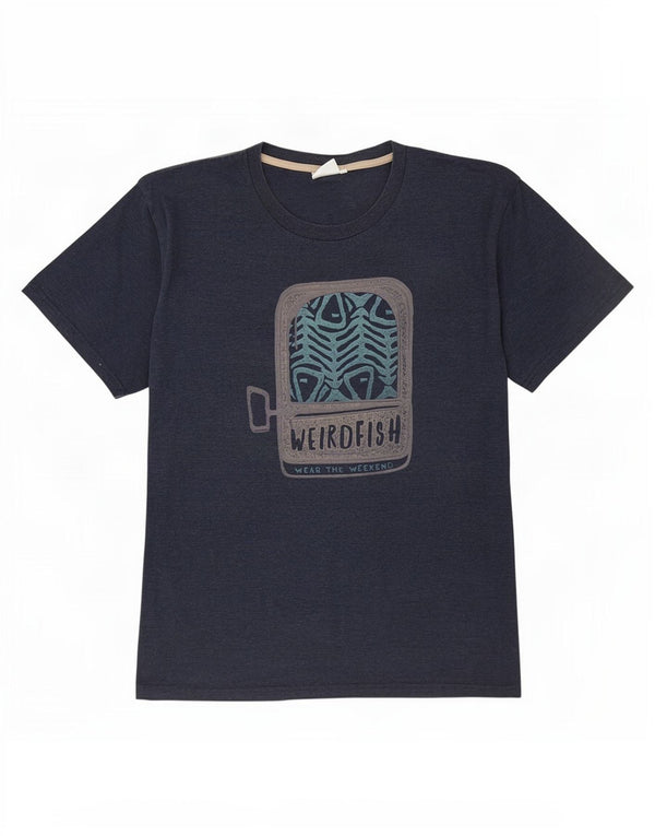 Weird Fish T-Shirt graphique homme haut 3XL bleu marine coton