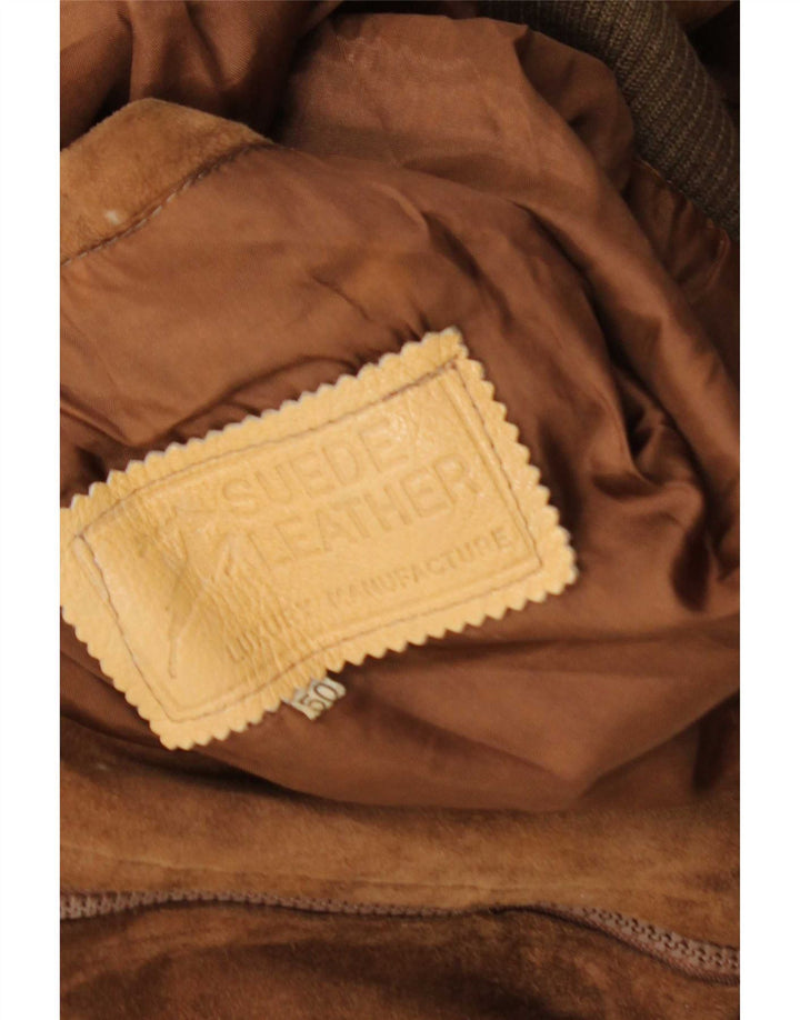 vintage Mens Suede Bomber Jacket IT 50 Grand Brun