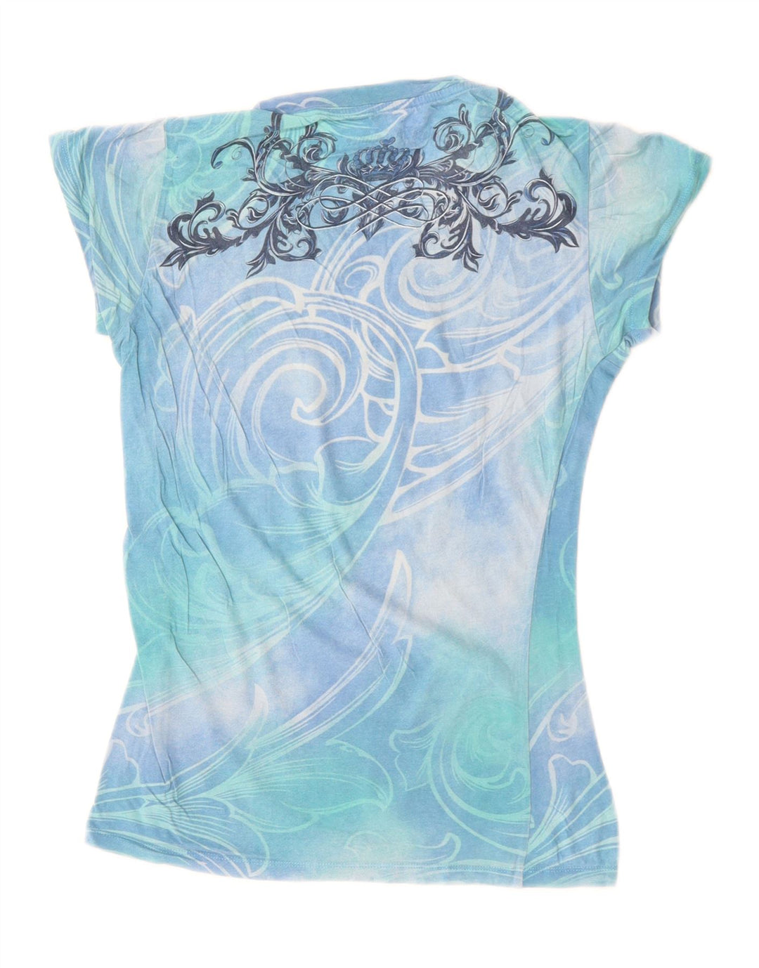 HARD ROCK CAFE T-shirt graphique Couture pour femme UK 8 Small Blue Tie Dye