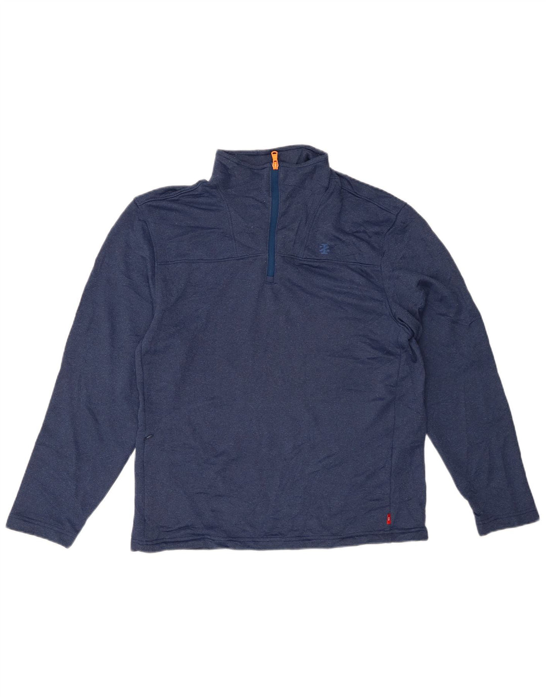 Izod Haut à col zippé à manches longues pour homme Petit bleu marine Polyester