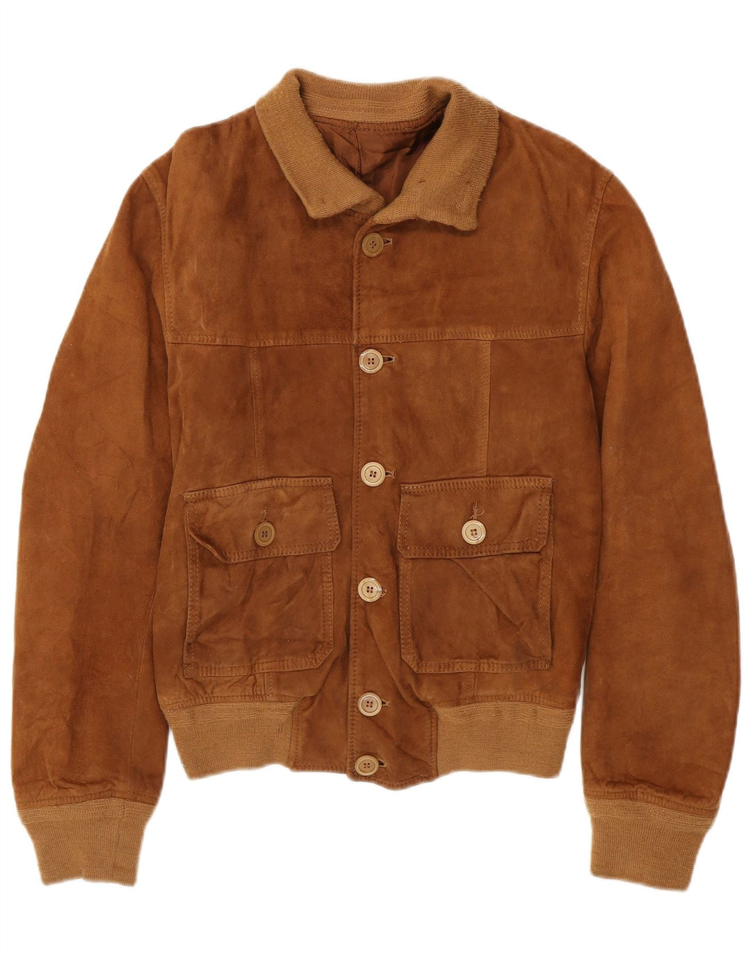 VINTAGE Veste en daim homme UK 36 Petit Marron