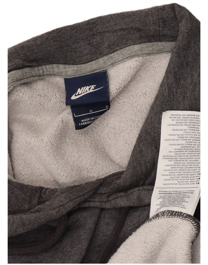 NIKE Mens Hoodie Jumper Large Grey Cotton
