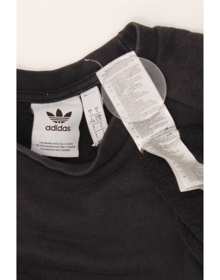 Adidas Sweat-shirt pour homme en coton noir Taille L