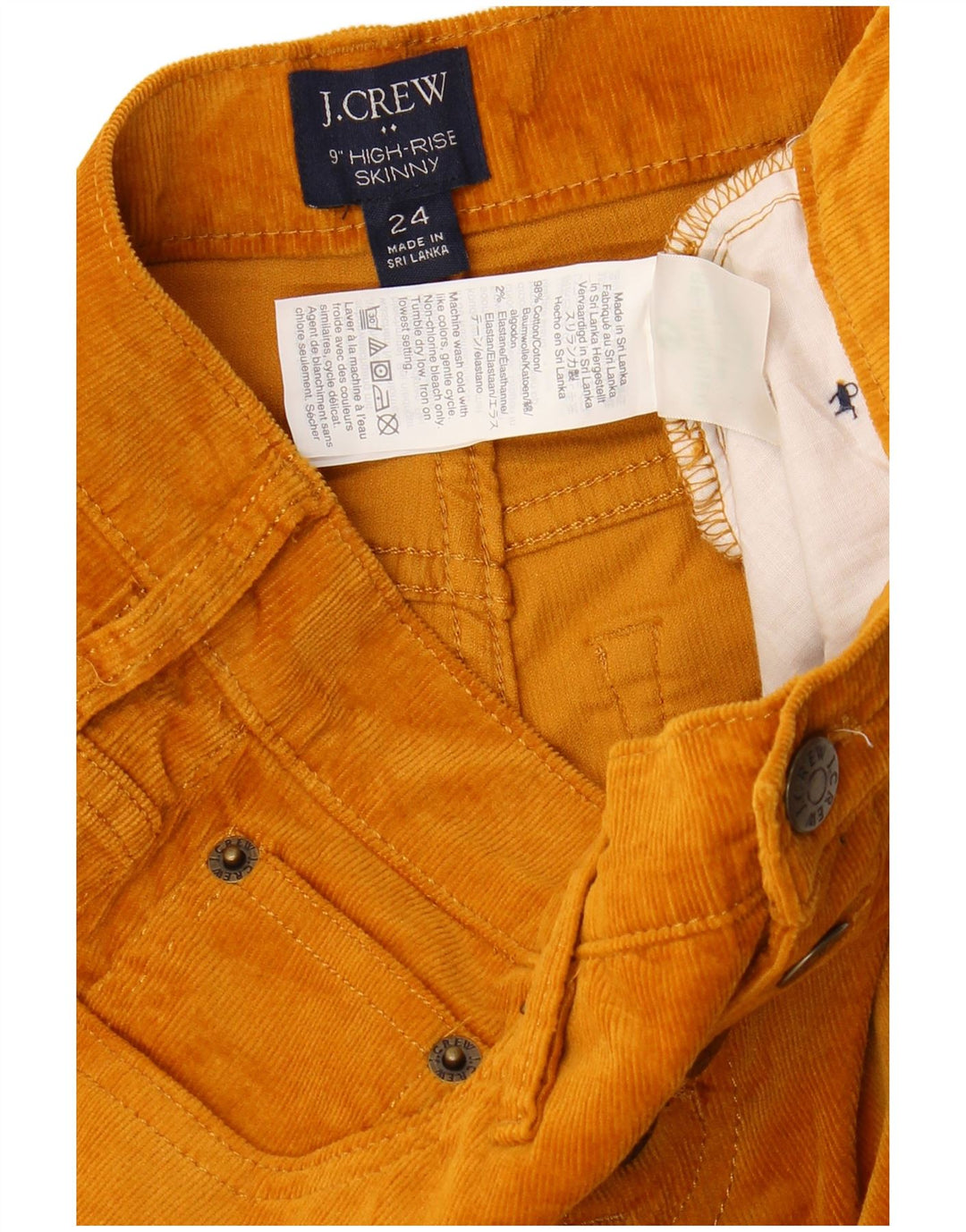 J. CREW Pantalon skinny taille haute en velours côtelé pour femme W24 L28 Coton marron