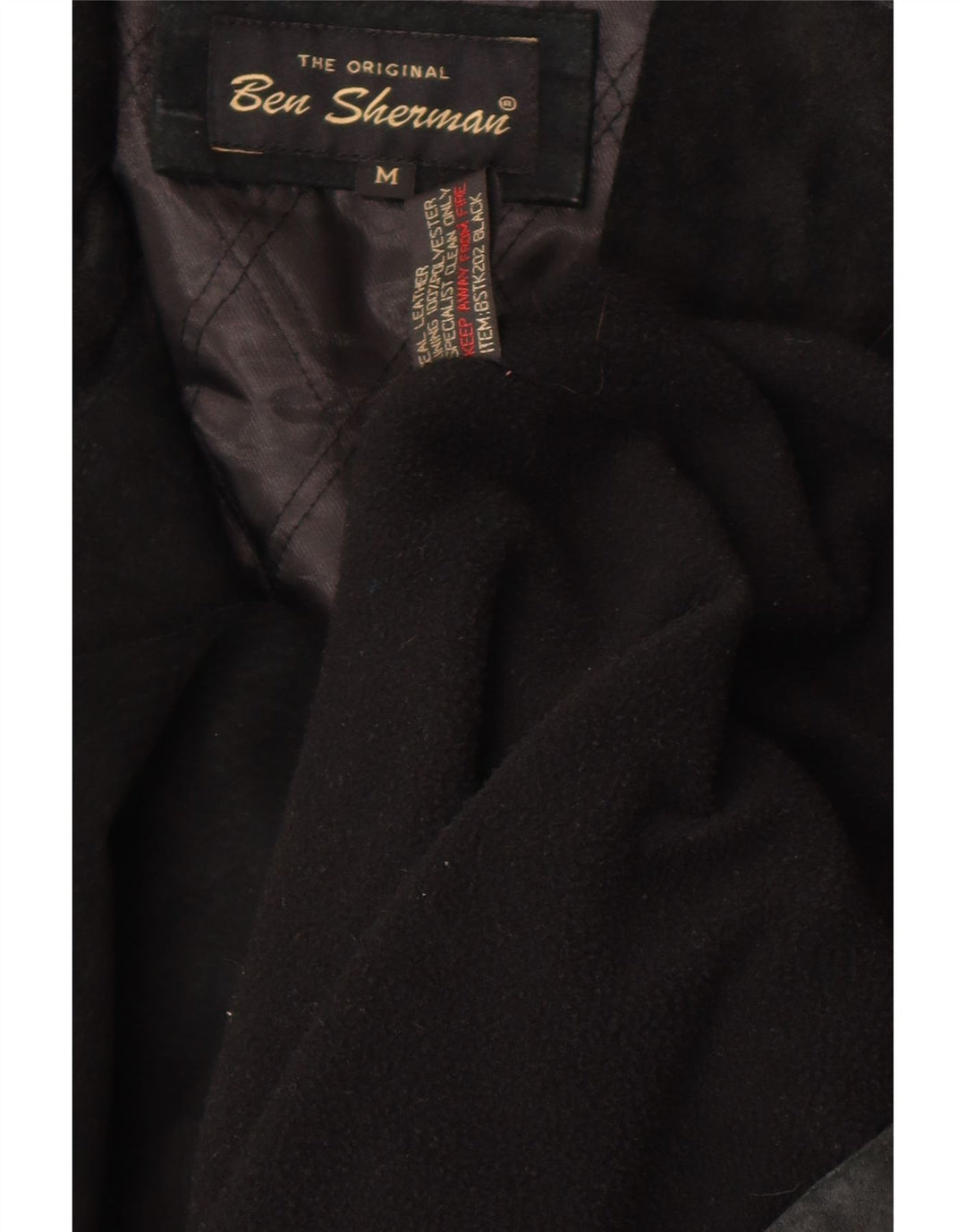 Ben Sherman Manteau coupe-vent en daim pour homme UK 38 Cuir noir moyen