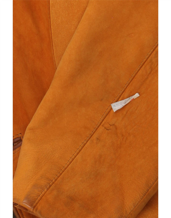 VINTAGE Femmes Crop Open Suede Veste UK 10 Petit Cuir Brun