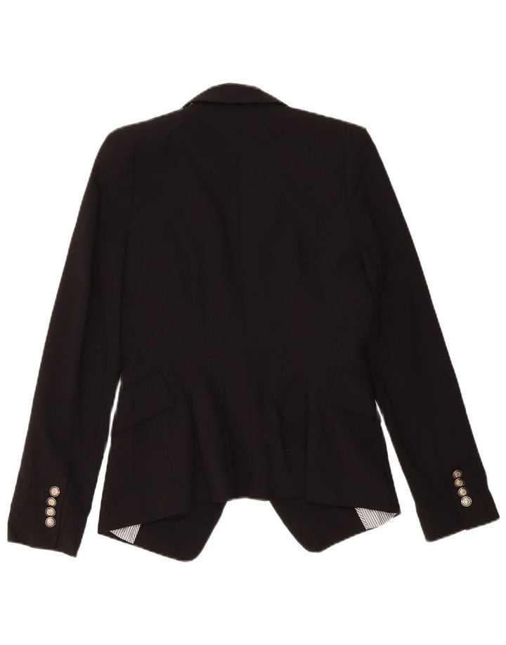 ZARA Femme 1 Bouton Blazer Veste UK 10 Petit Noir Polyester