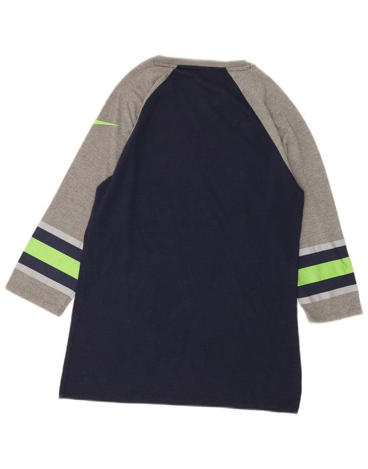 Nike Hommes Seattle Seahawks Haut graphique à manches 3/4 Petit Bleu marine