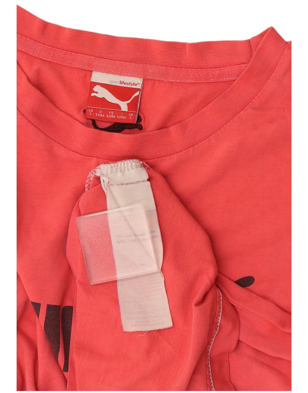 Puma Homme Graphic T-Shirt Top Large Rouge Coton