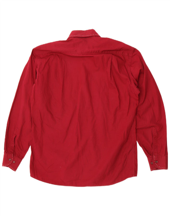 Roccobarocco Chemise Homme Taille 16 41 Grand Coton Rouge