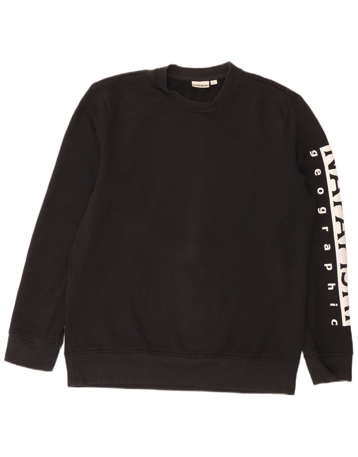Napapijri Sweat-shirt graphique pour homme en coton noir moyen