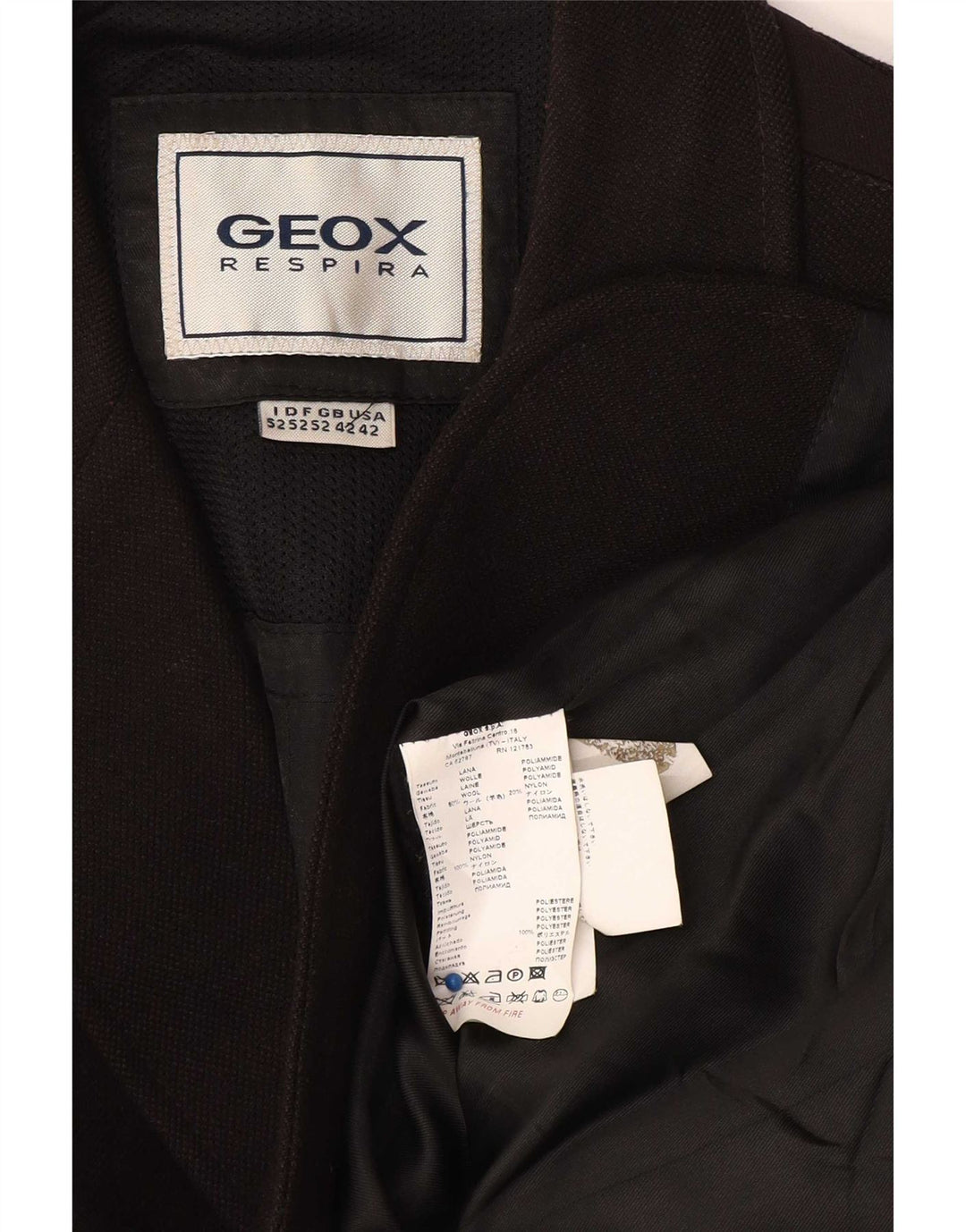 Geox Veste Blazer Respira 3 Boutons Homme UK 42 XL Laine Noir
