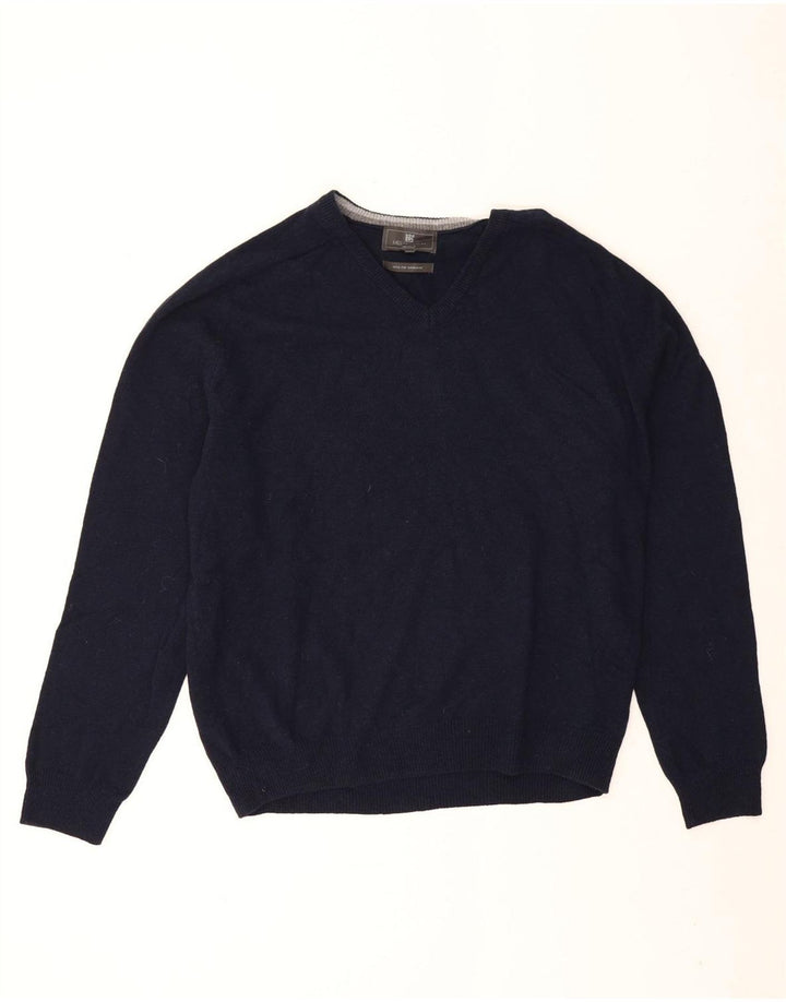 Marks & Spencer Pull coupe classique à col en V pour homme XL en laine bleu marine