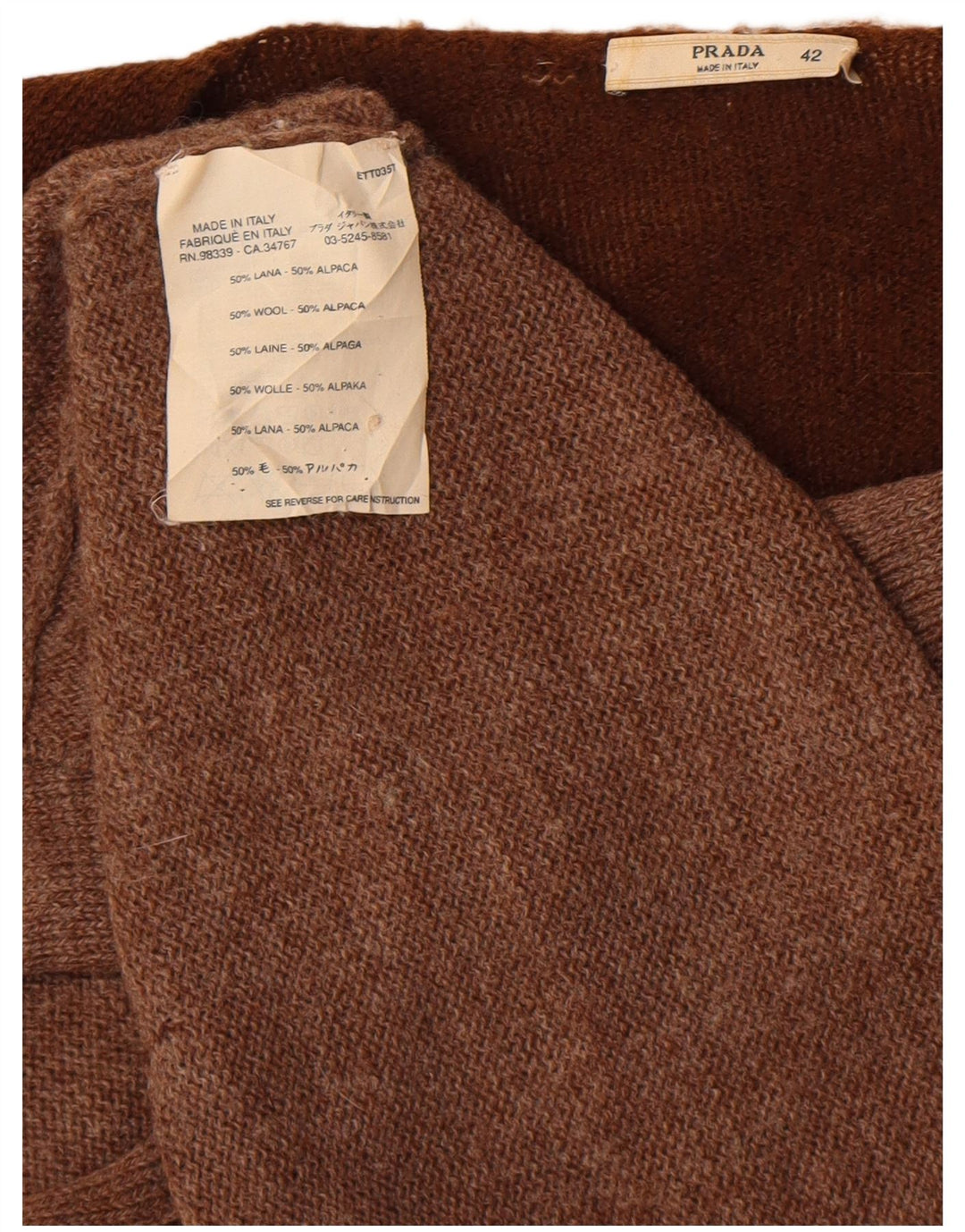 Prada Femme Cardigan Pull IT 42 Marron Moyen Colourblock Alpaga Laine