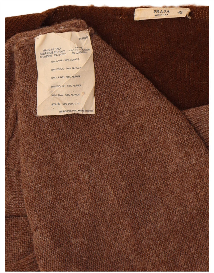 Prada Femme Cardigan Pull IT 42 Marron Moyen Colourblock Alpaga Laine