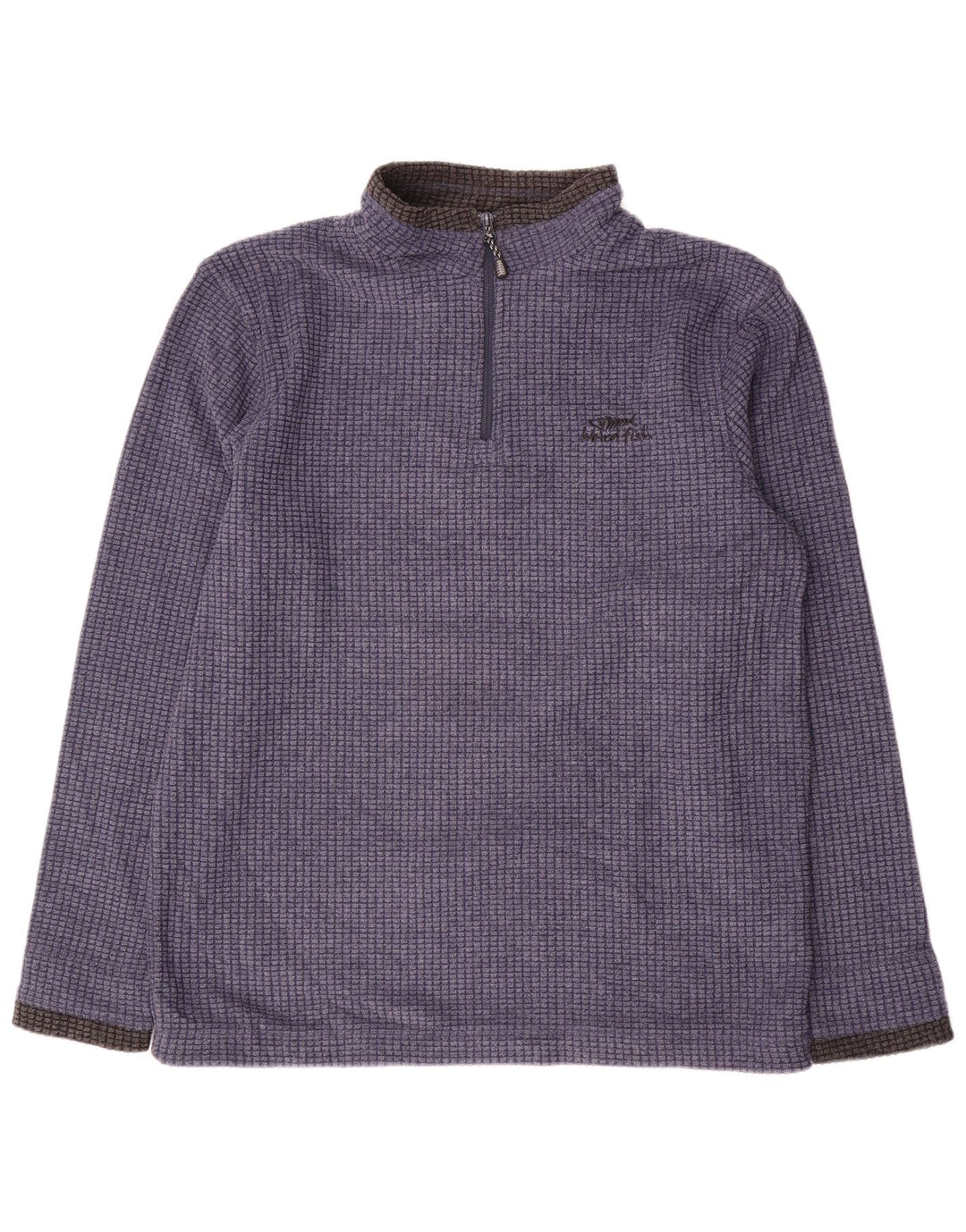 Weird Fish Pull polaire à col zippé pour homme, grand bleu, polyester color block