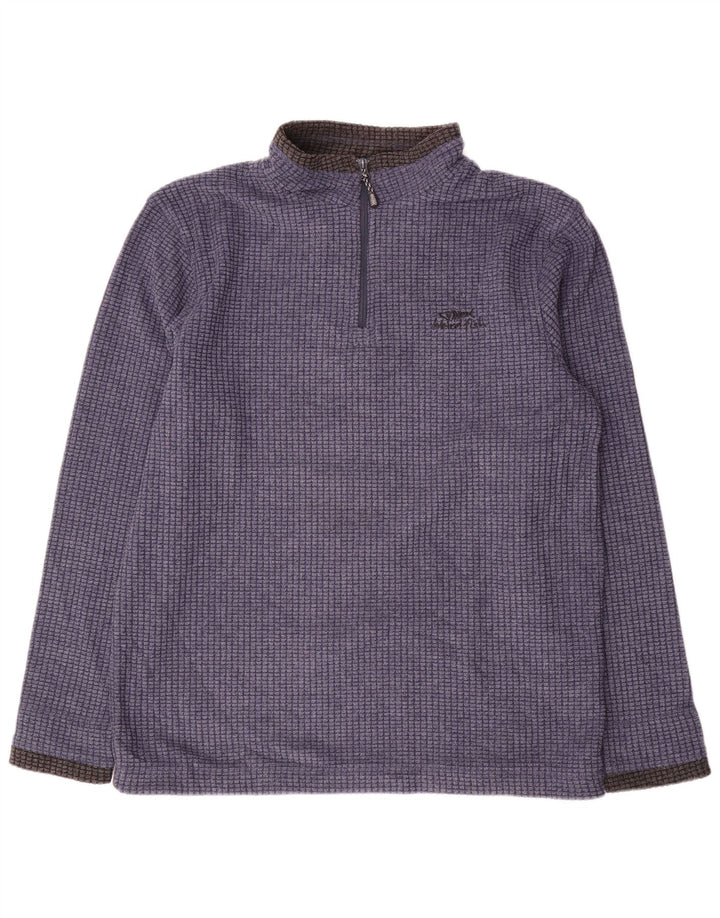 Weird Fish Pull polaire à col zippé pour homme, grand bleu, polyester color block