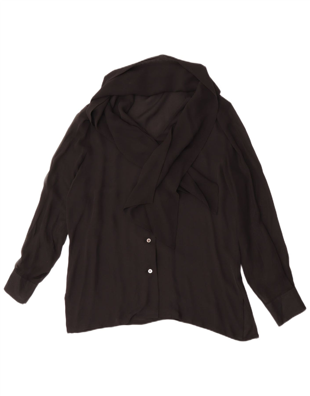 Blunauta Chemisier chemise à nouer sur le devant pour femme IT 44 en soie noire moyenne