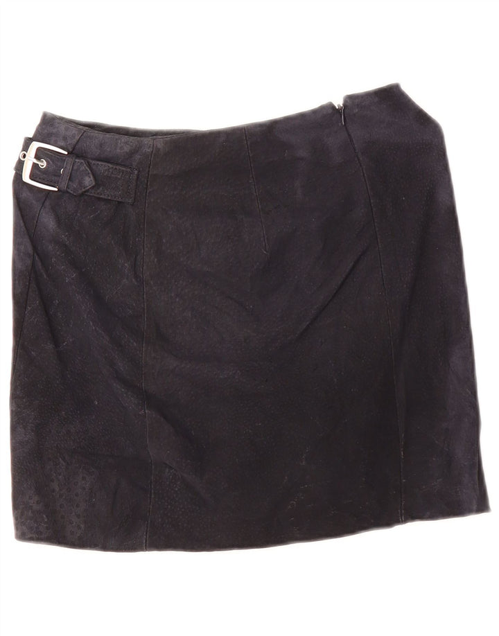 Mango Mini jupe en daim pour femme EU 34 XS W28 cuir bleu marine