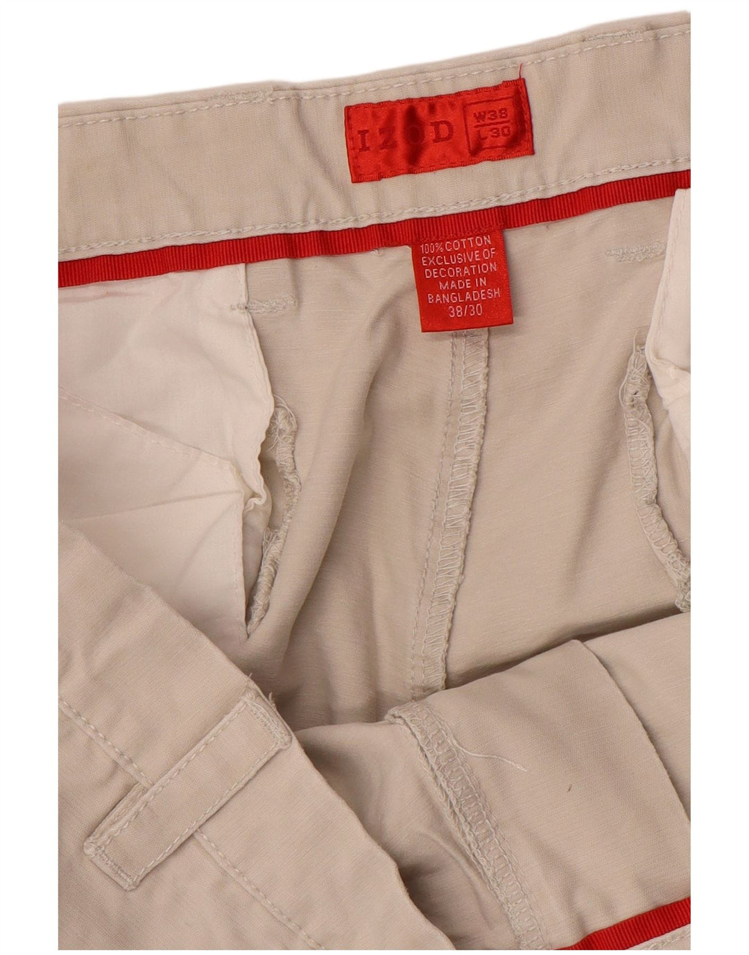 IZOD Pantalon Chino Droit Homme W38 L30 Beige Coton