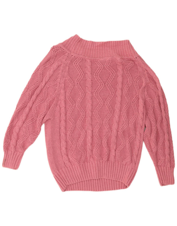 vintage Femme Col Bateau Pull Pull IT 52 2XL Rose Ramie