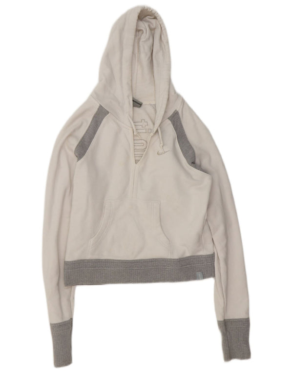 Nike Pull à capuche court graphique pour femme UK 10/12 Blanc moyen Colourblock
