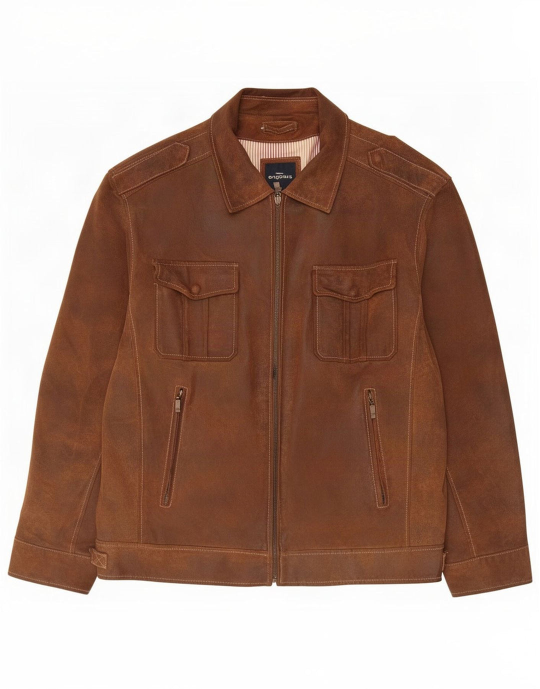 Engbers Veste en cuir militaire pour homme IT 58 4XL Marron