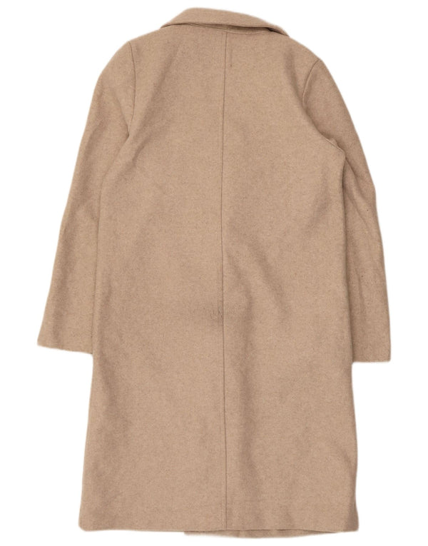 Zara Femme Manteau Ouvert UK 14 Polyester Beige Moyen