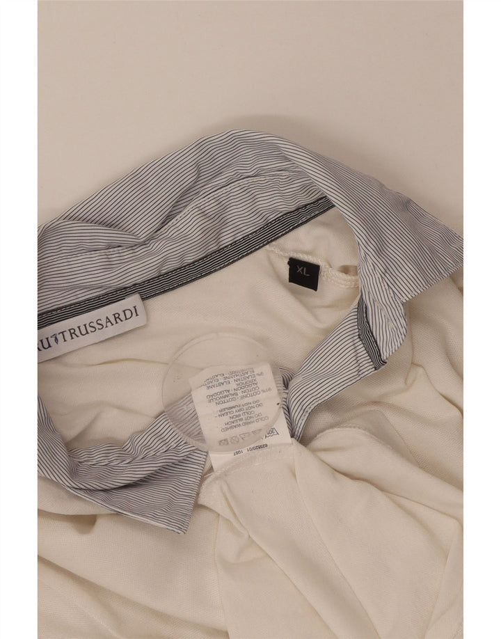 TRUSSARDI Polo de Rugby à Manches Longues pour Femme UK 18 XL Coton Blanc