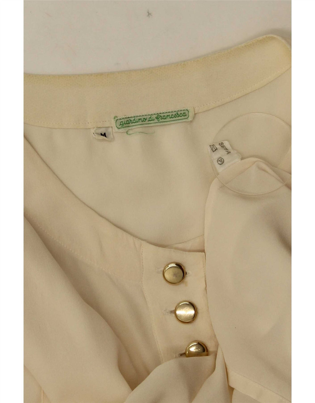 vintage Femme Chemise Blouse UK 14 Moyen Off White Soie
