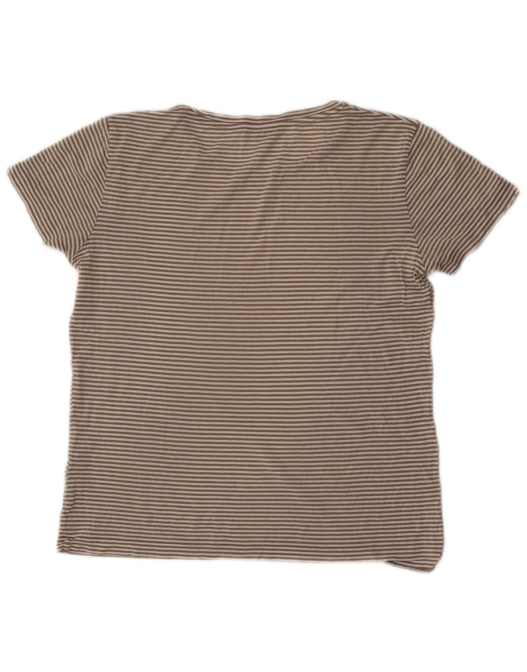 Cos T-Shirt Femme Top UK 44 Coton Rayé Gris Moyen