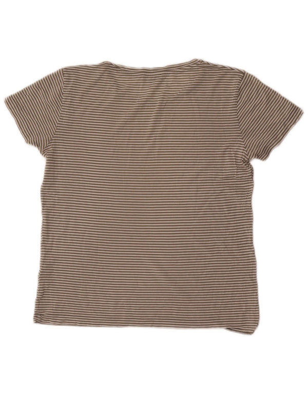 Cos T-Shirt Femme Top UK 44 Coton Rayé Gris Moyen