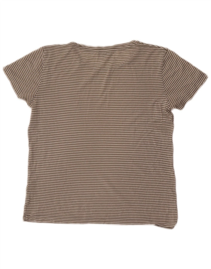 Cos T-Shirt Femme Top UK 44 Coton Rayé Gris Moyen