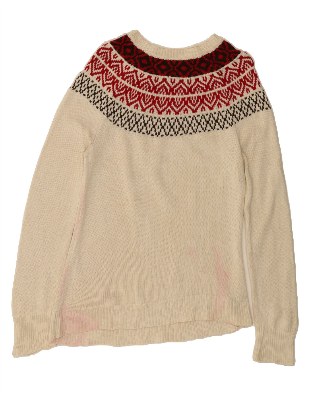 CHAPS Womens Boat Neck Jumper Sweater UK 14 Medium Off White Fair Isle Vintage Chaps and Second-Hand Chaps from Messina Hembry 
