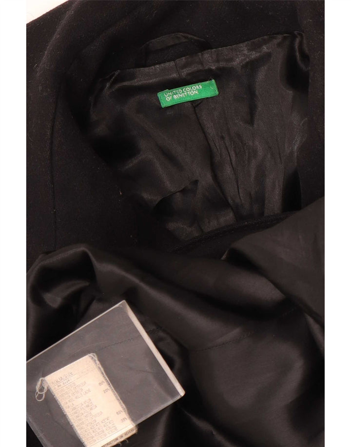 Benetton Pardessus Femme UK 44 Laine Noir Moyen