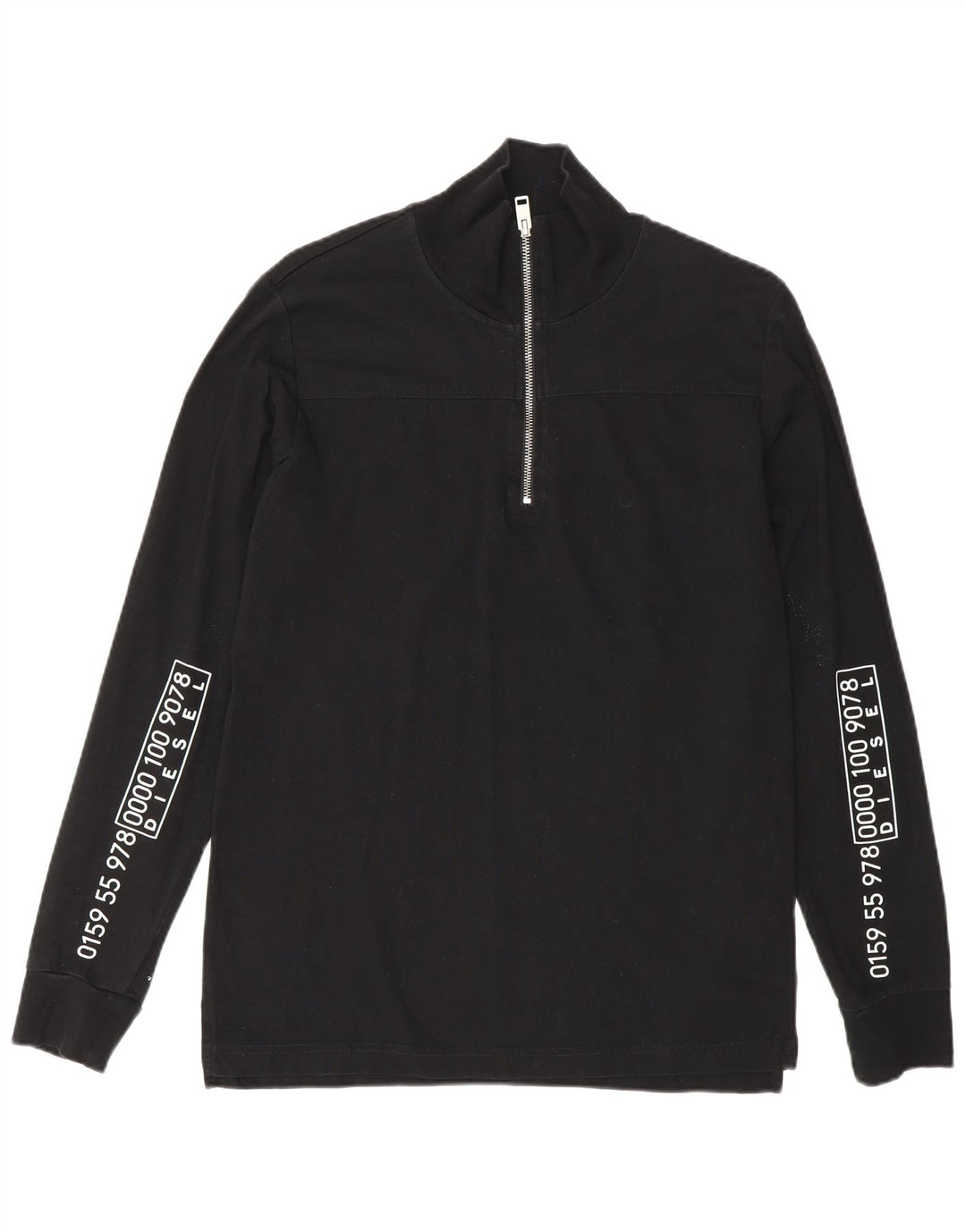 Diesel Pull graphique à col zippé pour homme Petit coton noir