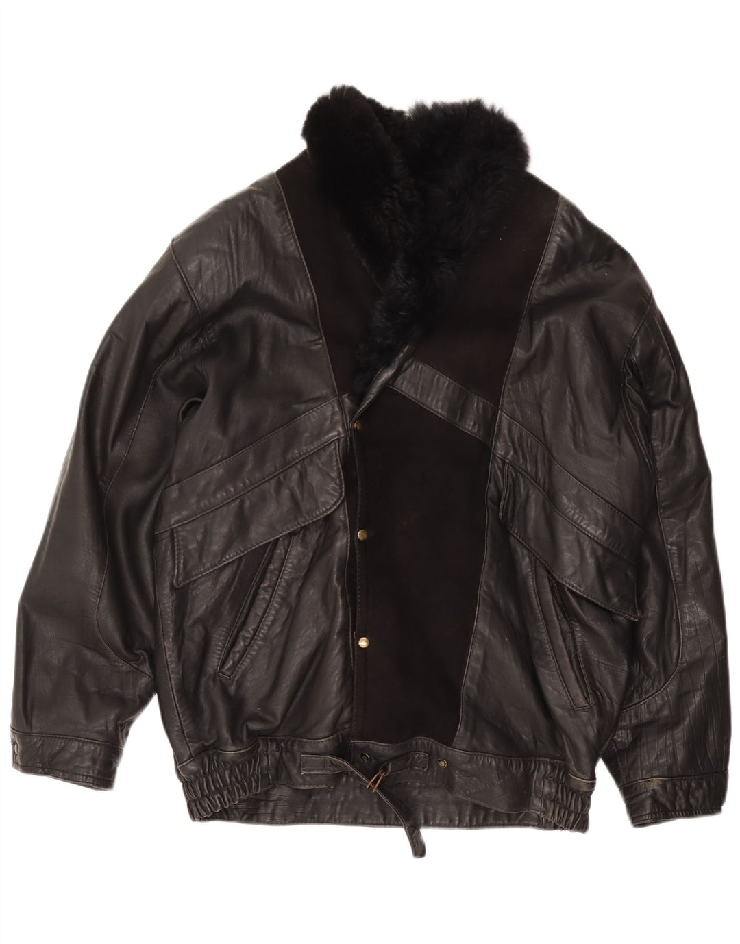 VINTAGE Veste en cuir homme UK 36 Petit cuir noir