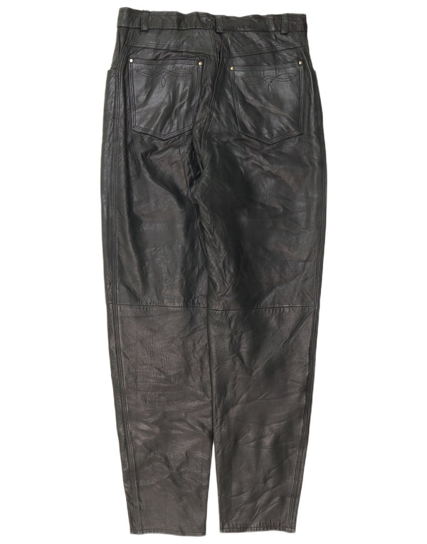 Pantalon en cuir fuselé vintage pour femmes IT 42 Medium W30 L30 Noir