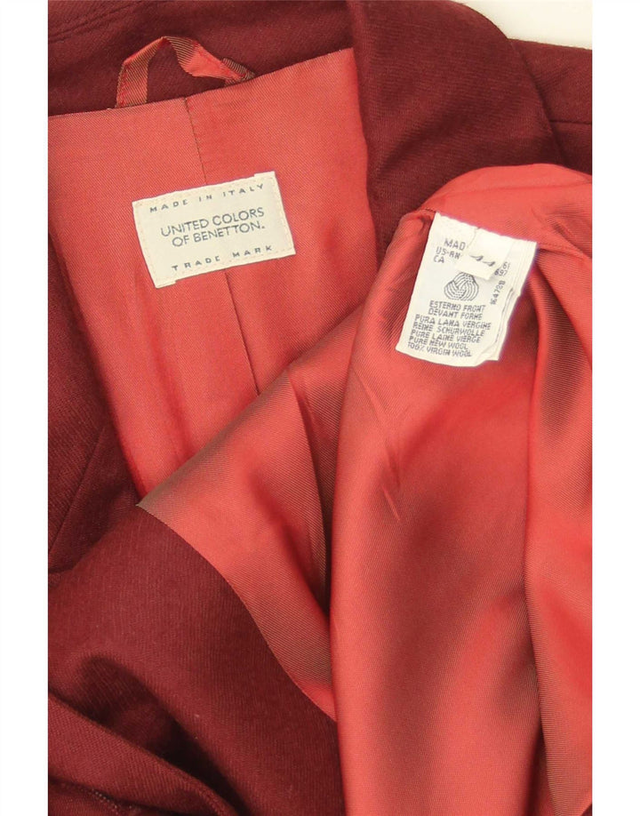 Benetton Veste blazer courte à 2 boutons pour femme IT 44 laine bordeaux moyen