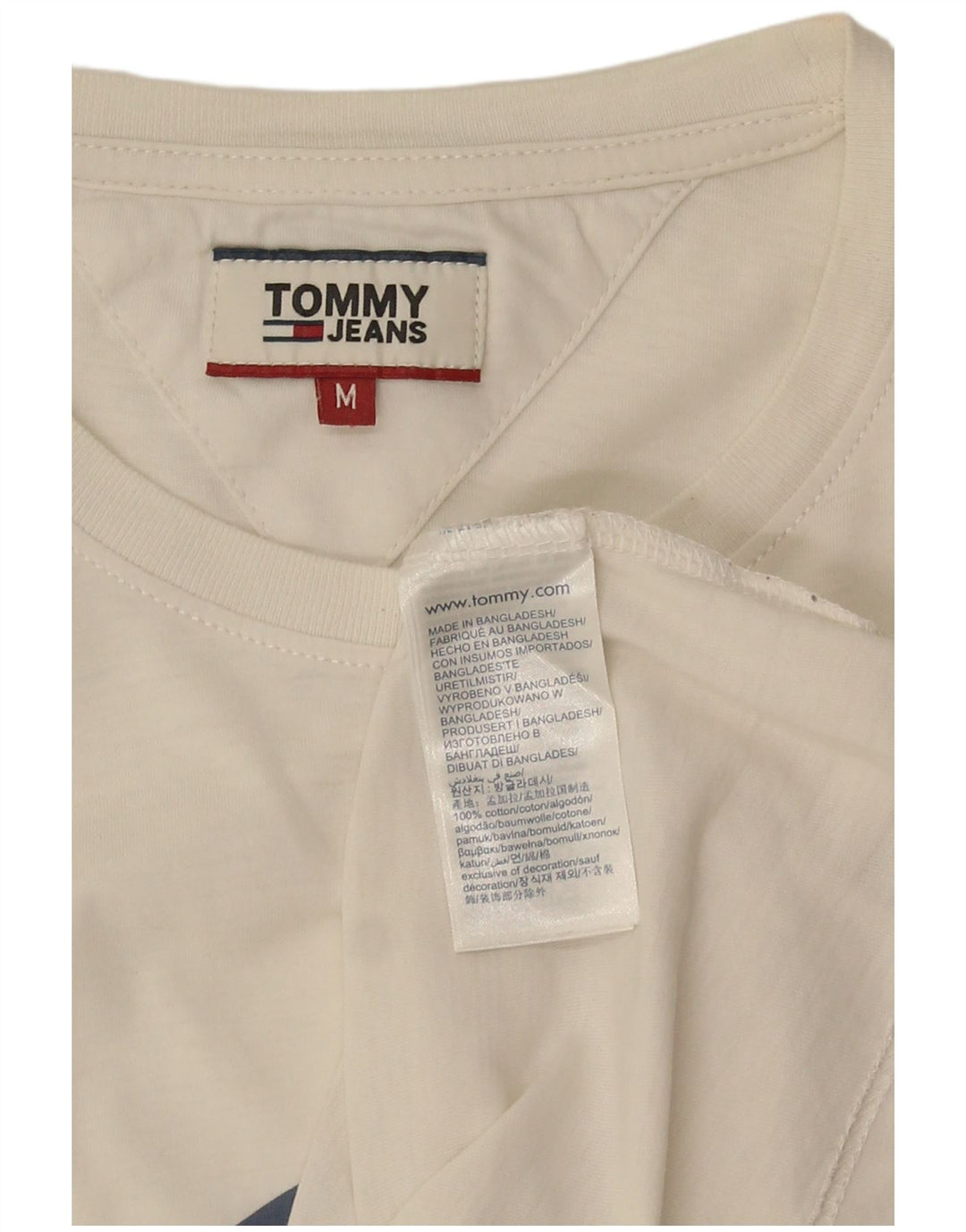 Tommy Hilfiger T-Shirt Graphique Homme Blanc Moyen Coton